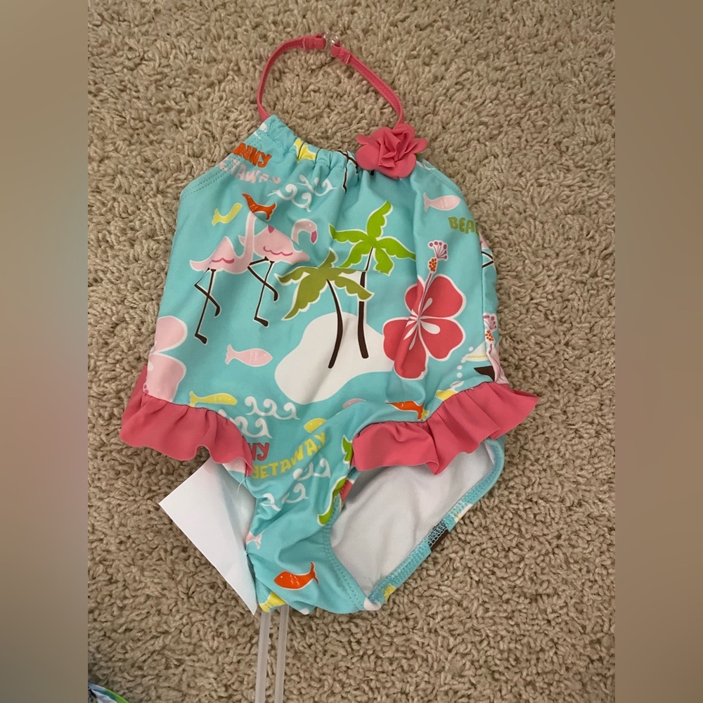 Girls flamingo halter swim suit 2T